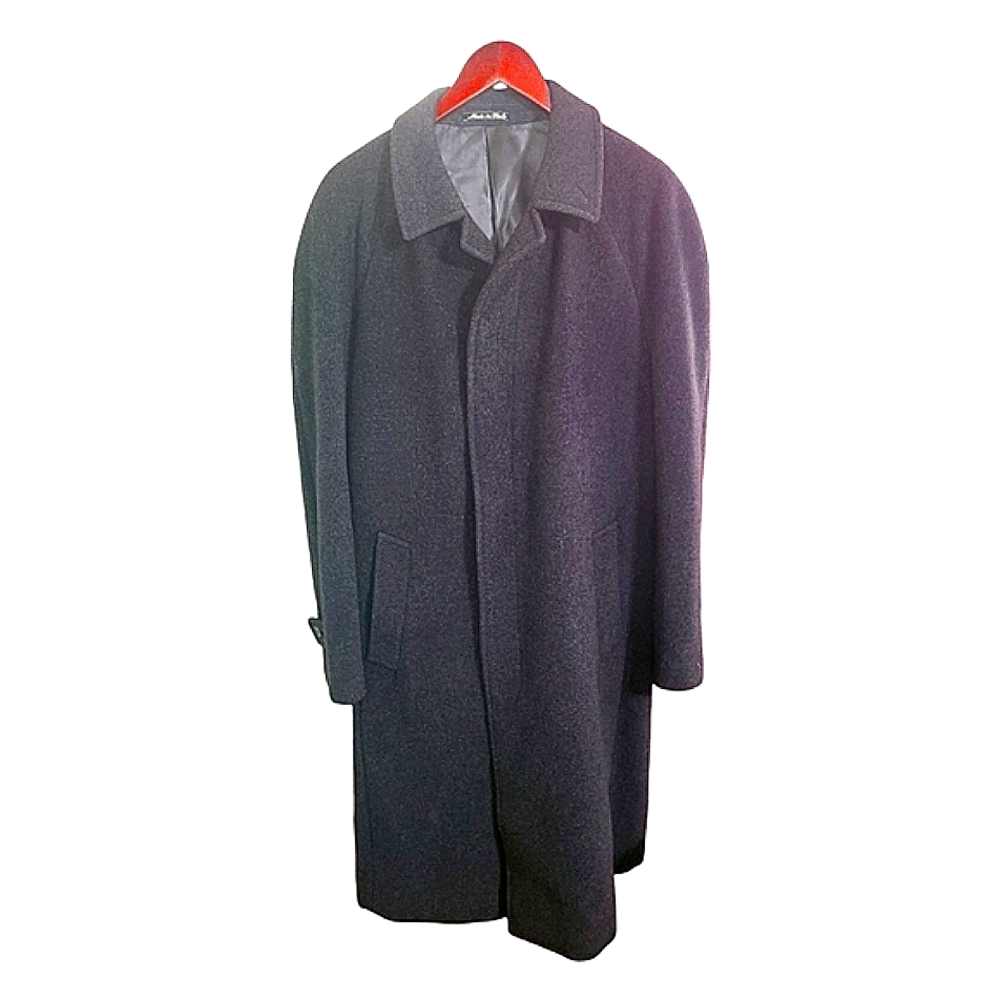 Vintage Giorgio Armani 100% Pure Wool Charcoal Overcoat Made in Italy